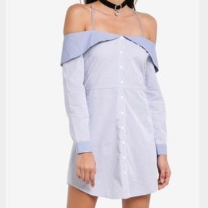 Topshop Bardot Stripe Shirtdress